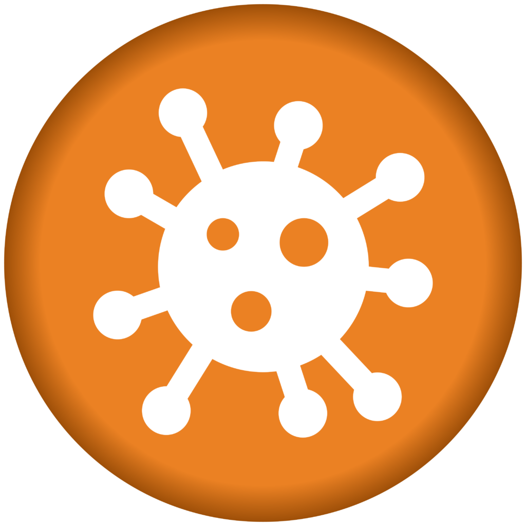 A round, orange virus icon